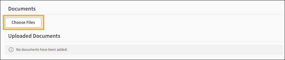 Documents section with yellow highlight box around the Choose Files button.